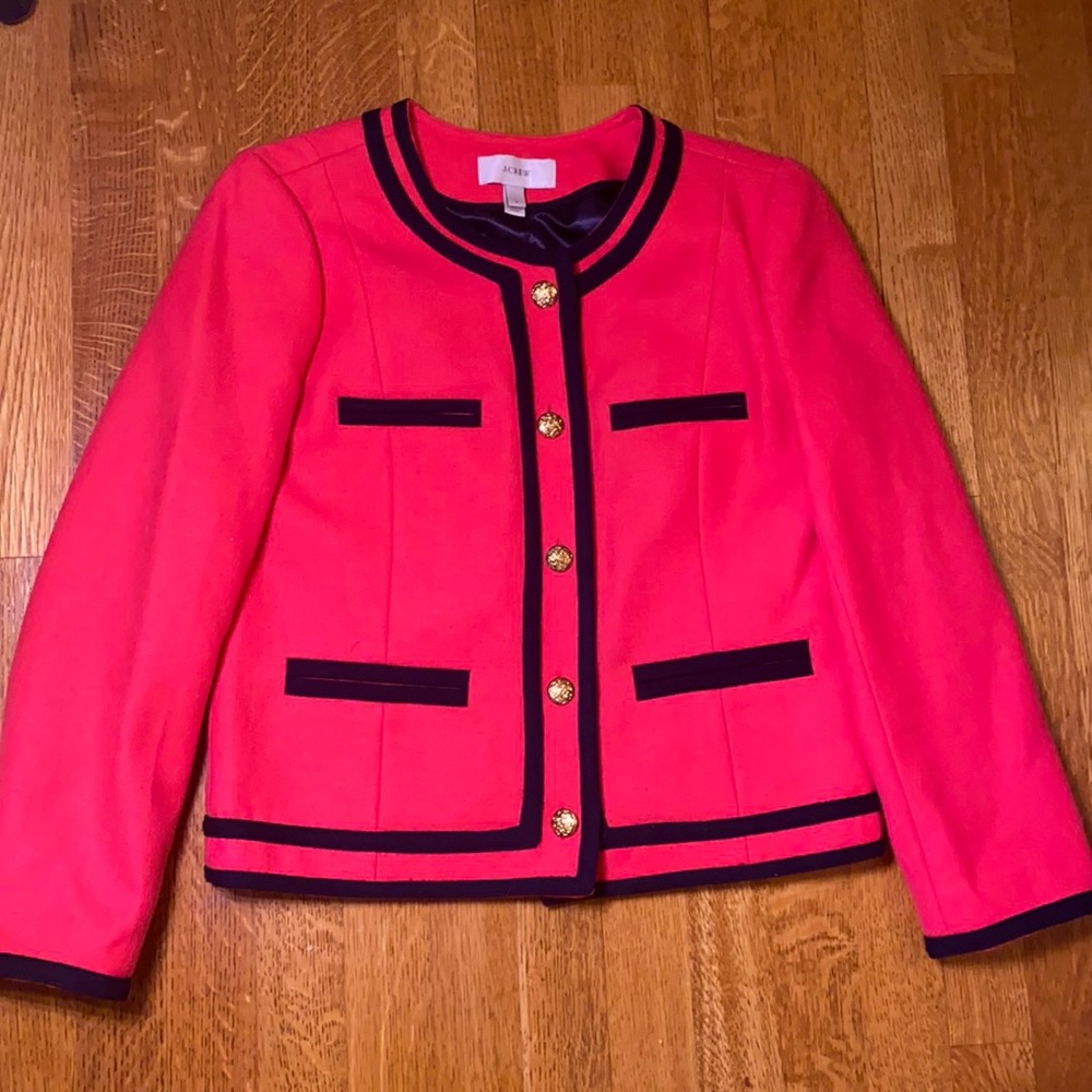 J. Crew | Pink Navy Wool The Lady Jacket Blazer | 8